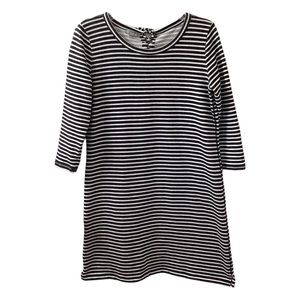 T By Talbots Black White Striped Athleisure Dress Lace-Up Back Women's Medium